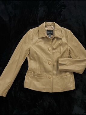 NWOT Harold's Camel 4 Button Leather Blazer Jacket- Size XS